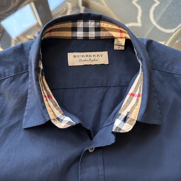 Authentic Men's Sherfield Sport Shirt S Slim Fit Navy Dress Shirt Strech cotton - Picture 4 of 13